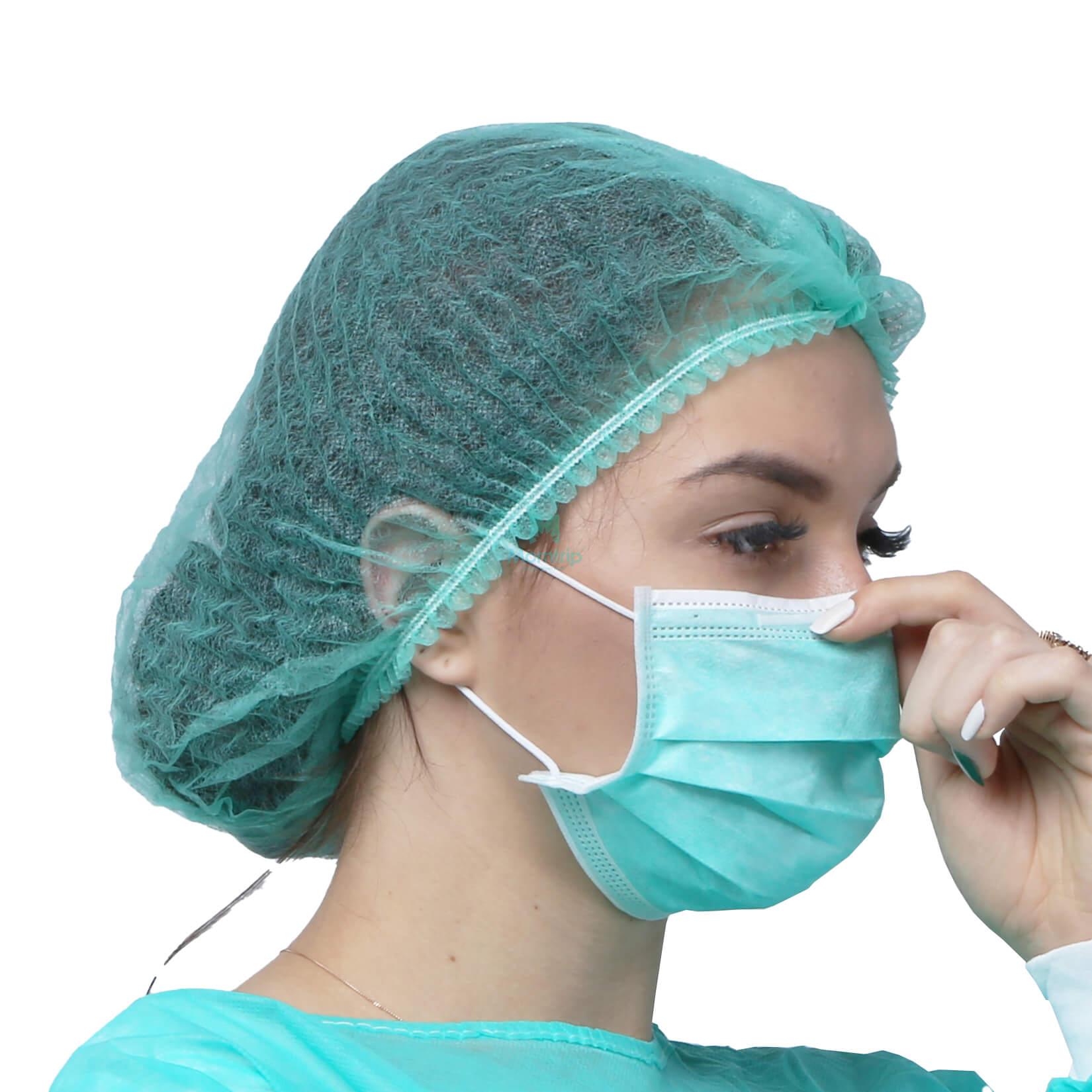 Pleated Protective Non Woven Disposable Mob Cap With Single Elastic