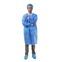 Blue Hospital Waterproof Barrier Disposable Lab Coat with Snap Closure