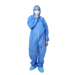 Non Woven Anti Static Pesticide Isolation Hooded Industrial Safety Protective Clothing 50GSM SMS Plastic Waterproof Disposable Suit Coverall