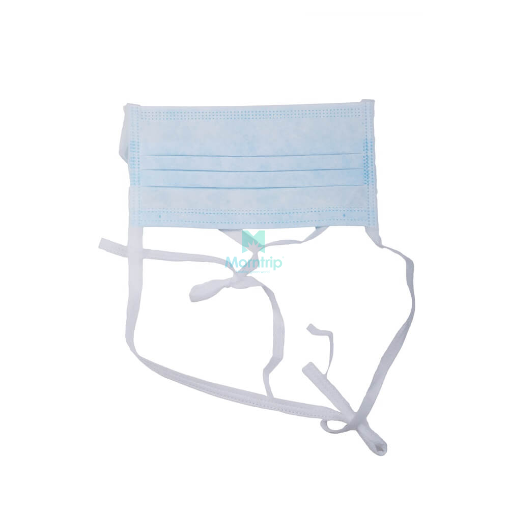 Light Blue Hypoallergenic Non Woven Disposable Surgical Mask With Ties