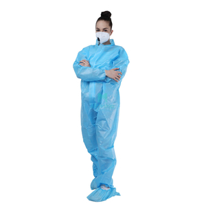 Blue PP+PE Nonwoven Industrial Safety Anti Static Laminated Lightweight Chemical Disposable Dust Suit Protective Clothing Type 5 6 Coverall Without Hood