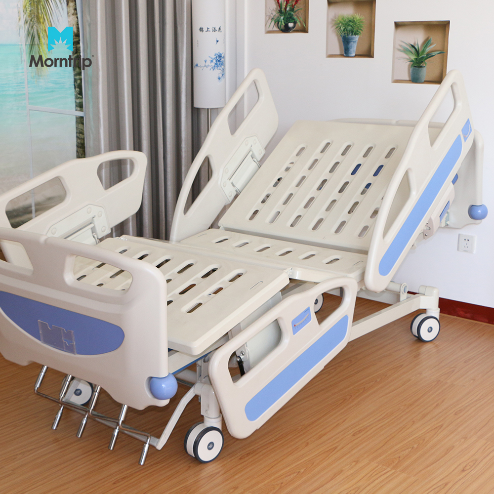 Hospital Furniture Three Motors Electric ICU Hospital Nursing Bed With Metal Material 1 Crank Hospital Bed