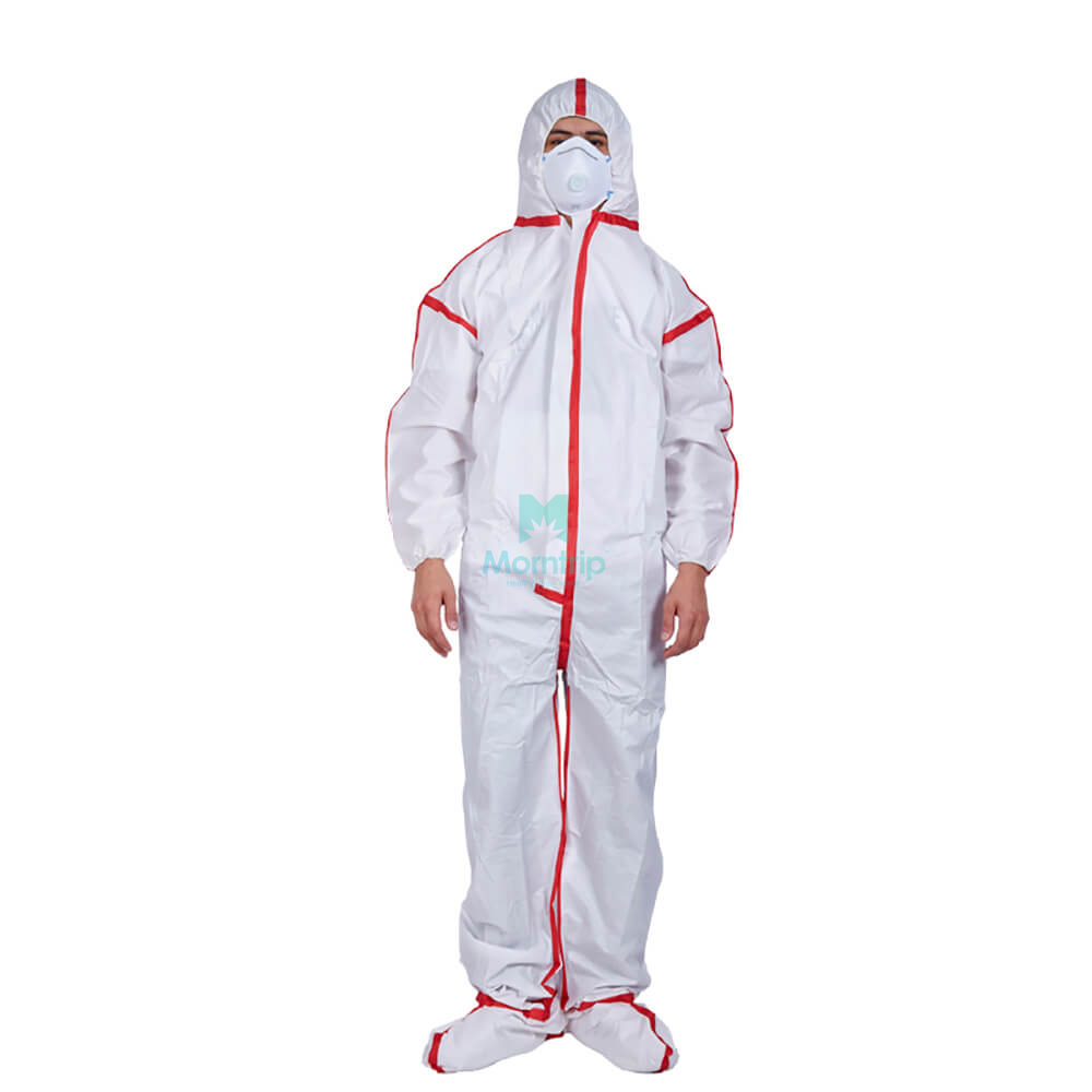 Hooded with Boots Full Body Protective Liquid Resistant Disposable Safety Clothing with Taped Seams