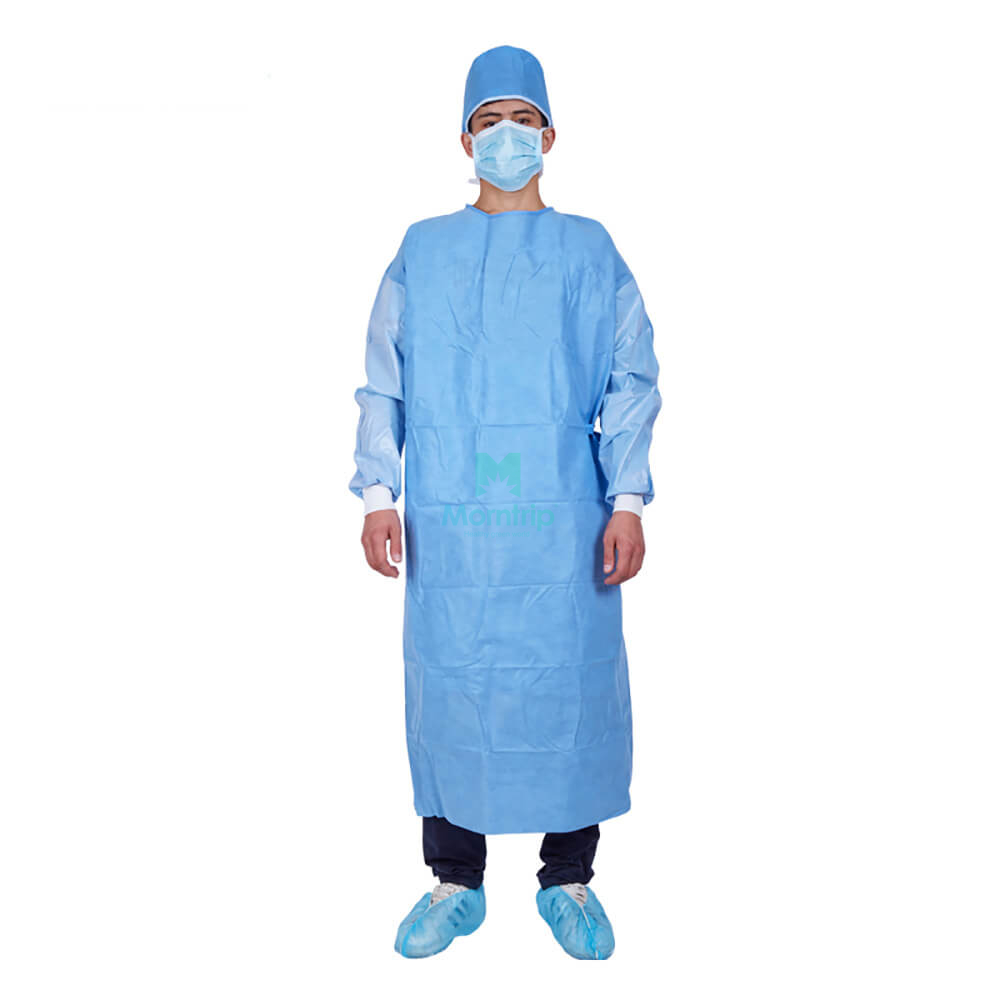 Blue Isolation Insulation Non Woven Protective Medical Impervious Disposable Surgery Gown with Ties