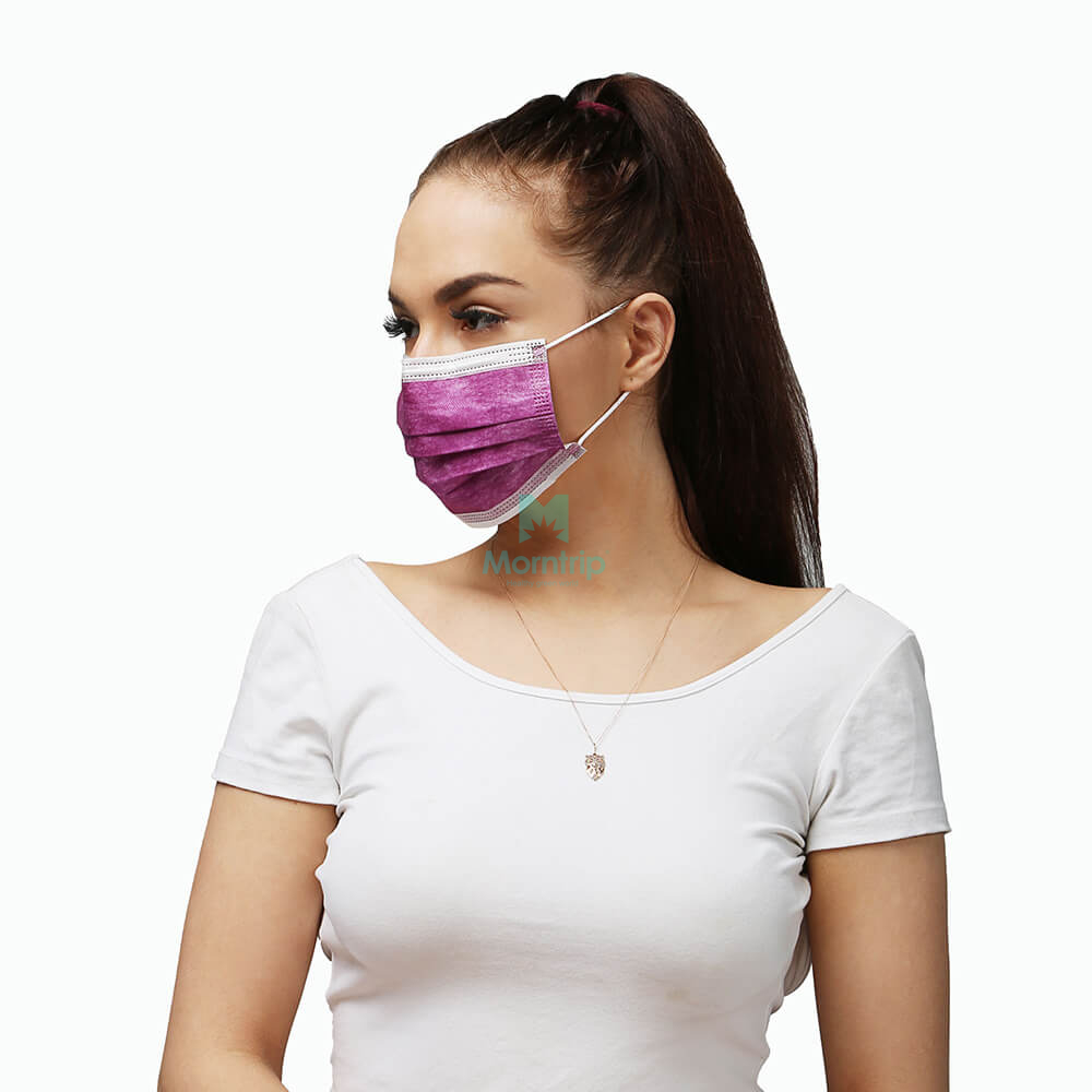 Purple 3 Ply Non Woven Non Medical Disposable Earloop Protective Face Mask