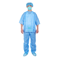Doctor Medical Uniform Disposable Non Woven Blue Scrub Clothing Suit 