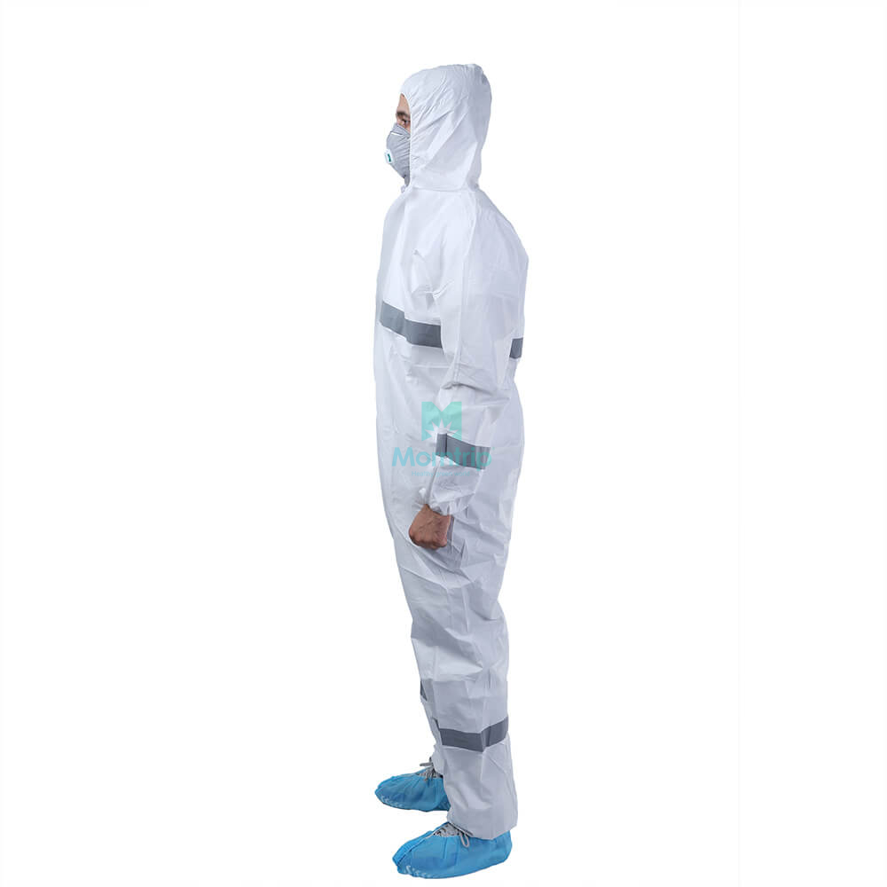 Microporous Protective Coverall With Reflective Tape
