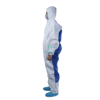 Microporous Combined with SMS Hooded Dustproof Splashproof Ce Certificated Laboratory Disposable Clothing