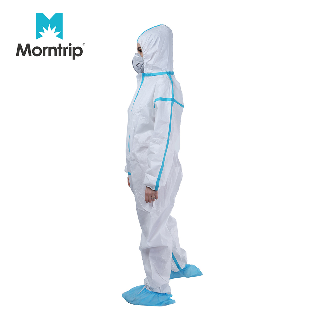 EN 14126 Biochemical Protective Clothing Microporous Coverall with Taped Seams