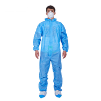 SMS Non Woven Jumpsuit Waterproof Protective Coverall With Short Collar