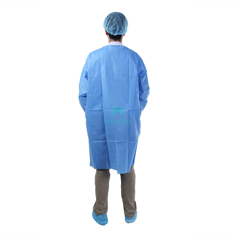 Blue Non Woven Polypropylene Lightweight Disposable Long Sleeve Doctor Lab Coat