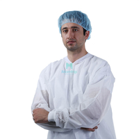 White Non Woven Polypropylene Lightweight Disposable Science lab Coat with Velcro Closure