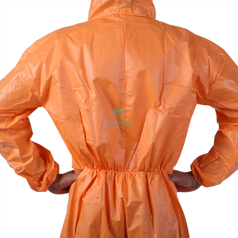 Morntrip Orange 50 GSM Non Woven Microporous Paint Type 5 6 Liquid Resistant Chemical Breathable Disposable Industrial Protective Coverall Safety Clothing