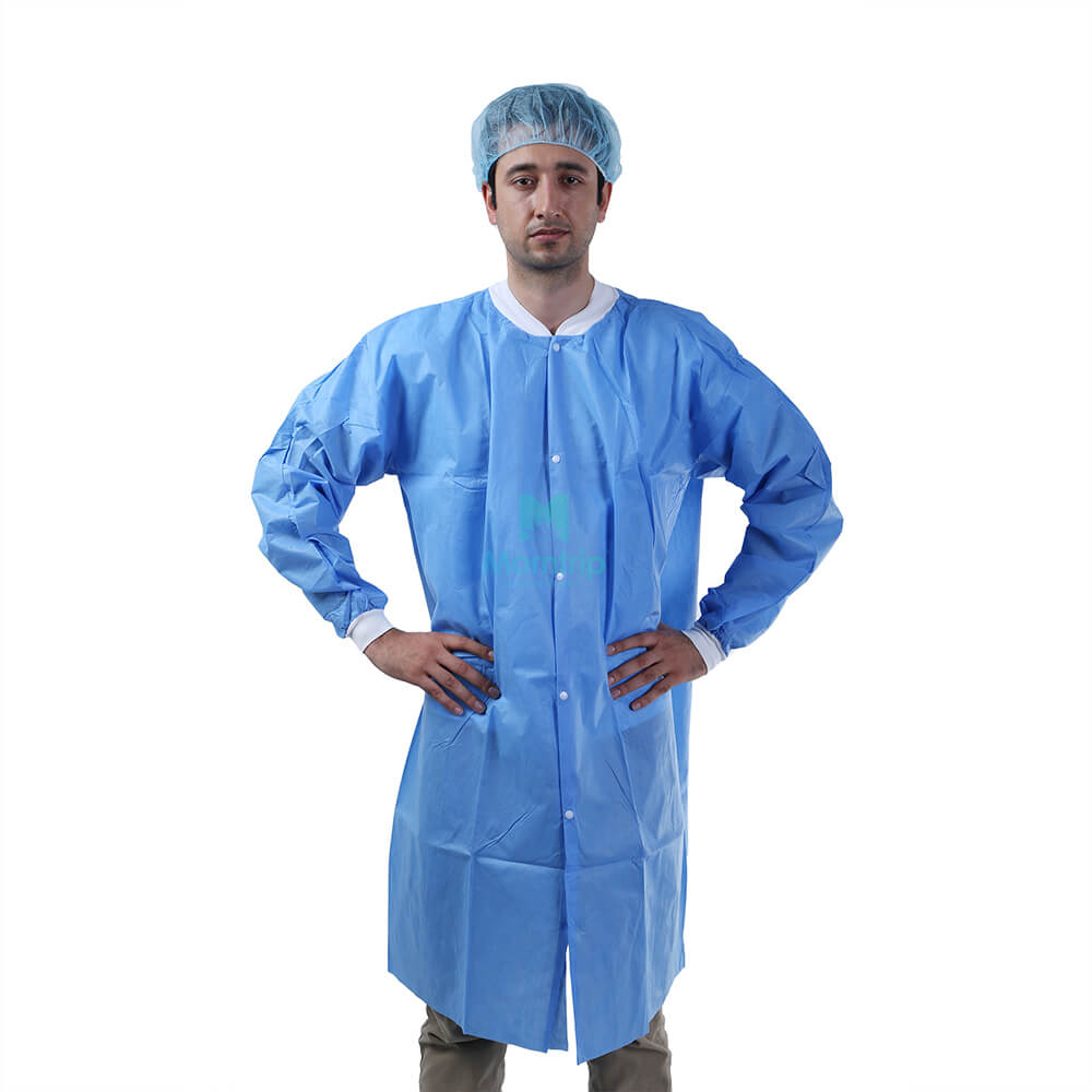 Custom Protective Dental Non Sterile Disposable Lab Coat with Snap Closure