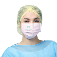 Pink 3 Ply Non Woven Customized Hypoallergenic Dental Sterile Anti Bacterial Protective Thick Pleated Daily Use Disposable Earloop Face Mask